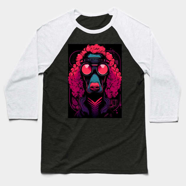 Cyberpunk Futuristic Modern Poodle Dog Breed Baseball T-Shirt by Art-Jiyuu